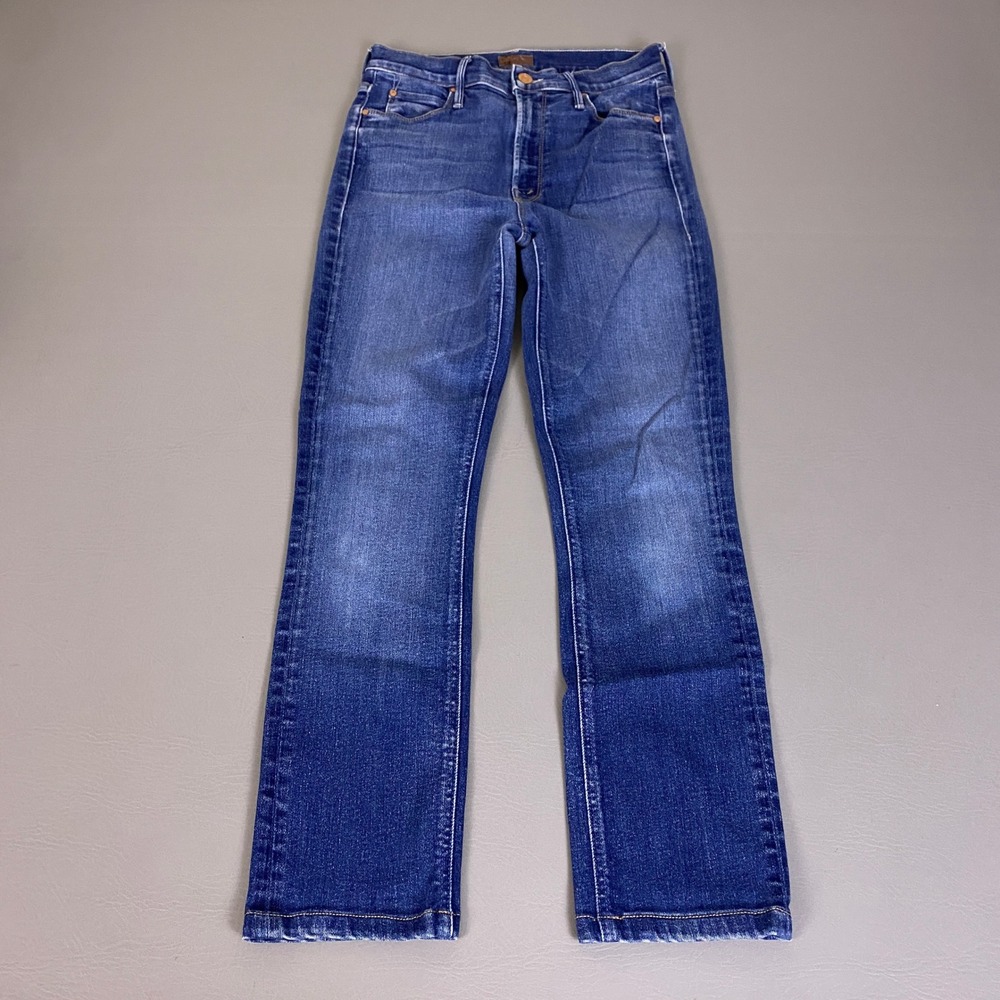 Mother The Dazzler Skimp Jeans 25 Skunk At The Tea Party Blue High Rise Straight